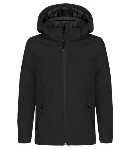 CLIQUE PADDED HOODY SOFTSHELL JKT JR ZWART