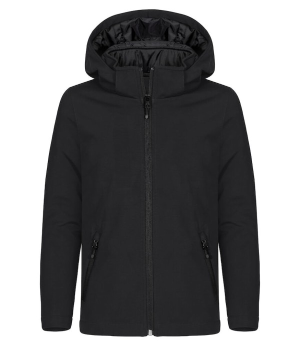 CLIQUE PADDED HOODY SOFTSHELL JKT JR ZWART