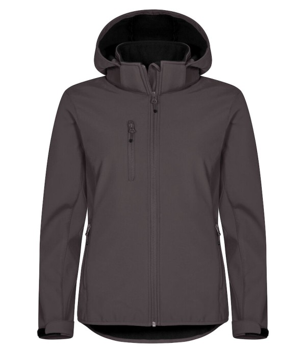 CLIQUE CLASSIC SOFTSHELL HOODY JACKET WOMEN DONKERGRIJS