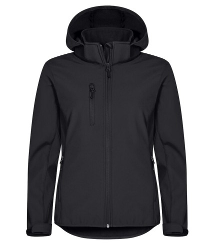CLIQUE CLASSIC SOFTSHELL HOODY JACKET WOMEN ZWART