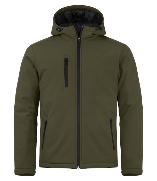 CLIQUE PADDED HOODY SOFTSHELL JACKET MISTGROEN