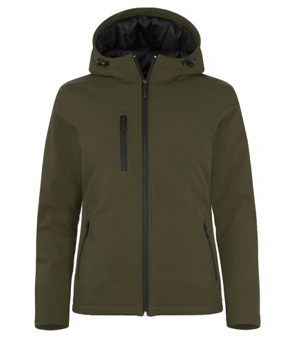 CLIQUE PADDED HOODY SOFTSHELL JACKET WOMEN MISTGROEN