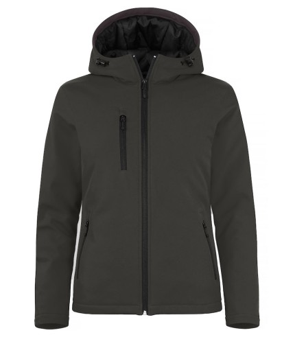 CLIQUE PADDED HOODY SOFTSHELL JACKET WOMEN DONKERGRIJS