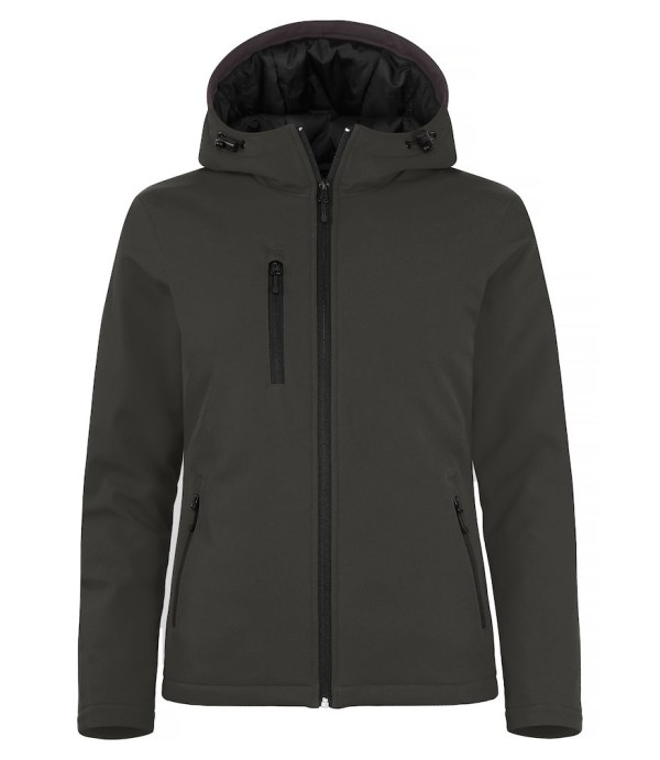 CLIQUE PADDED HOODY SOFTSHELL JACKET WOMEN DONKERGRIJS