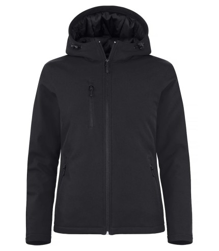 CLIQUE PADDED HOODY SOFTSHELL JACKET WOMEN ZWART
