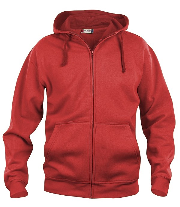 CLIQUE BASIC HOODY FULL ZIP ROOD