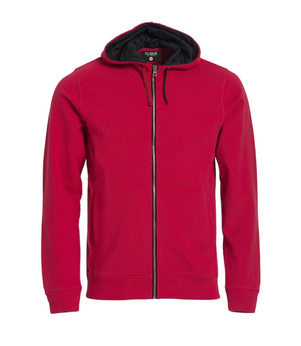 CLIQUE CLASSIC HOODY FULL ZIP ROOD
