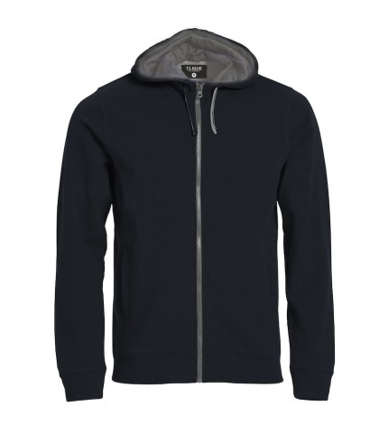CLIQUE CLASSIC HOODY FULL ZIP ZWART