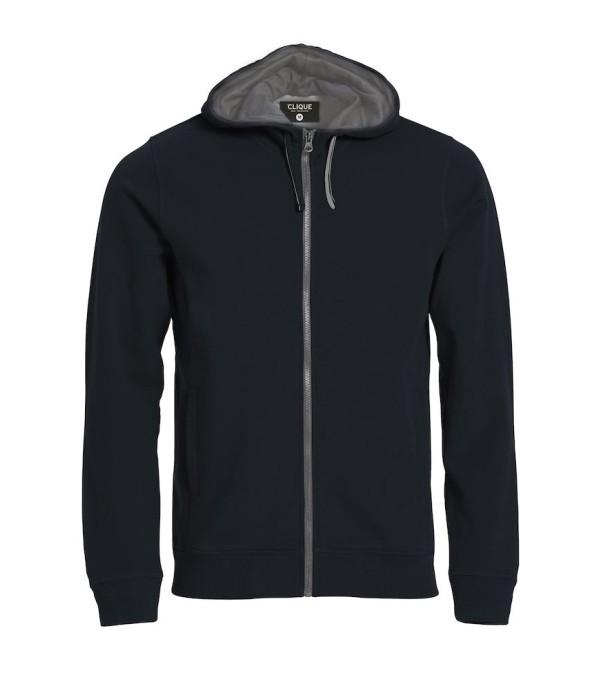 CLIQUE CLASSIC HOODY FULL ZIP ZWART