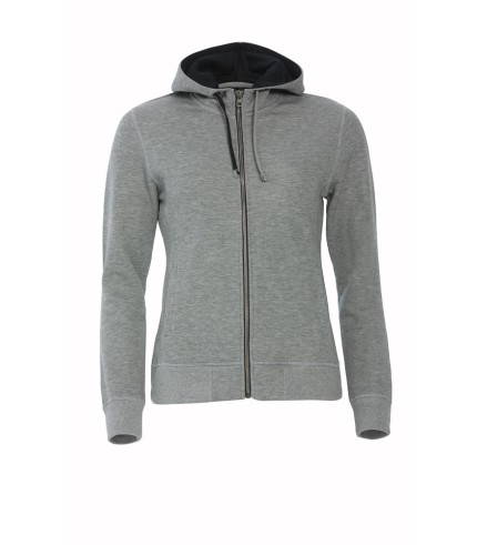 CLIQUE CLASSIC HOODY FULL ZIP WOMEN GRIJSMELANGE