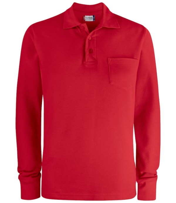 CLIQUE BASIC POLO L/S POCKET ROOD