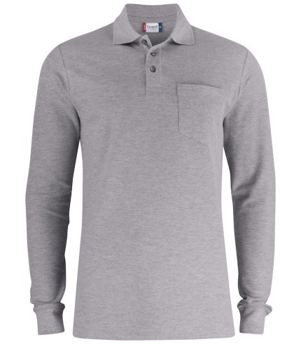 CLIQUE BASIC POLO L/S POCKET GRIJSMELANGE