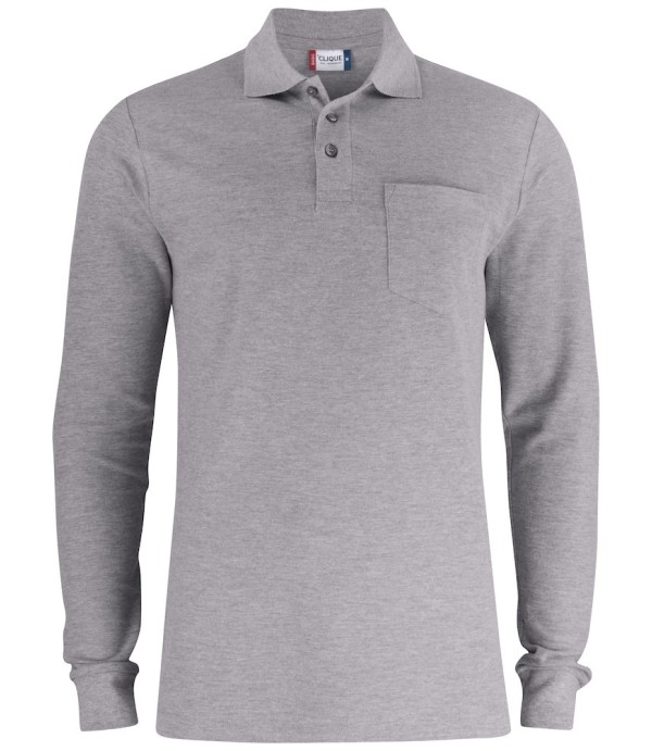 CLIQUE BASIC POLO L/S POCKET GRIJSMELANGE