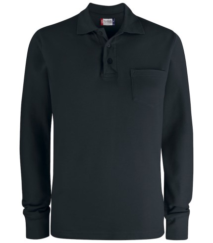 CLIQUE BASIC POLO L/S POCKET ZWART