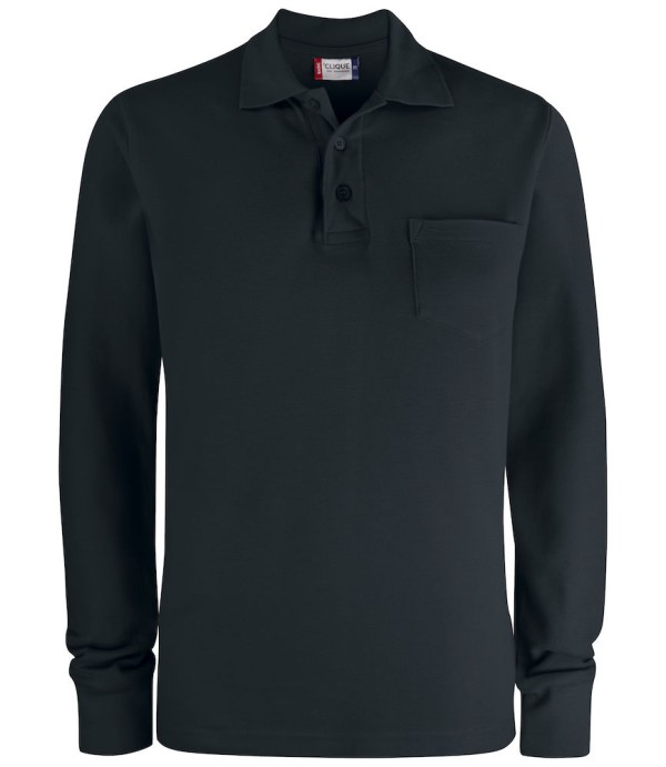 CLIQUE BASIC POLO L/S POCKET ZWART