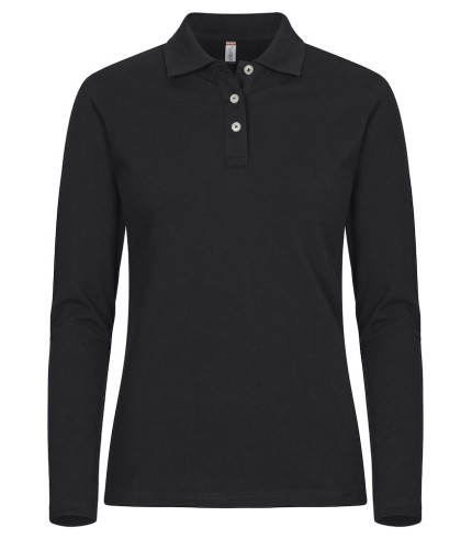 CLIQUE STRETCH PREMIUM POLO WOMEN L/S ZWART