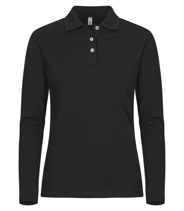 CLIQUE STRETCH PREMIUM POLO WOMEN L/S ZWART