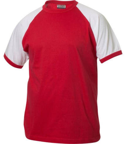 CLIQUE RAGLAN TEE ROOD/WIT