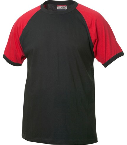 CLIQUE RAGLAN TEE ZWART/ROOD