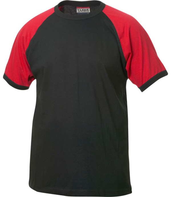 CLIQUE RAGLAN TEE ZWART/ROOD