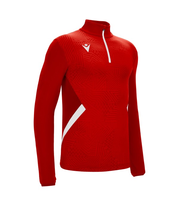 FRASER 1/4 ZIP TOP RED/WHT