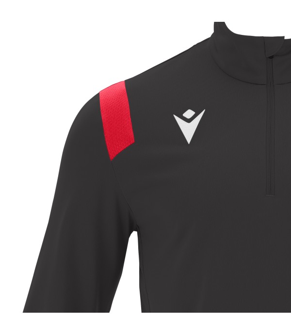 GANGE 1/4 ZIP TOP BLK/RED