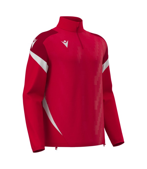 HOLLOW 1/4 ZIP TOP RED/WHT