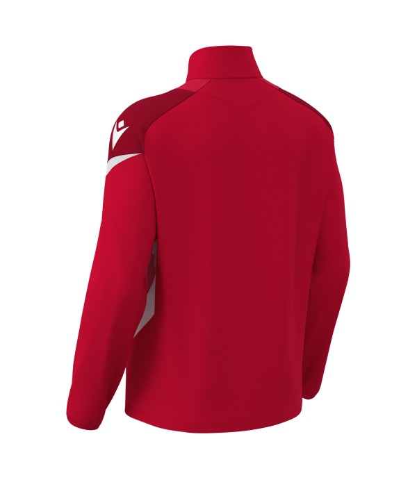 HOLLOW 1/4 ZIP TOP RED/WHT