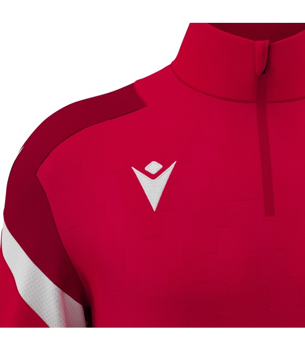 HOLLOW 1/4 ZIP TOP RED/WHT