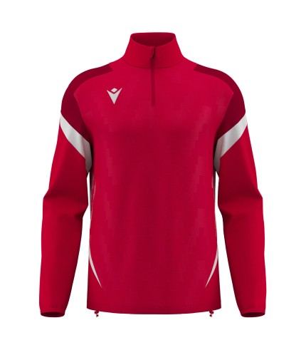 HOLLOW 1/4 ZIP TOP RED/WHT