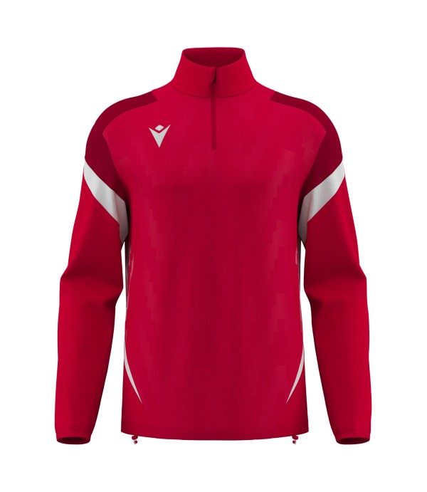 HOLLOW 1/4 ZIP TOP RED/WHT