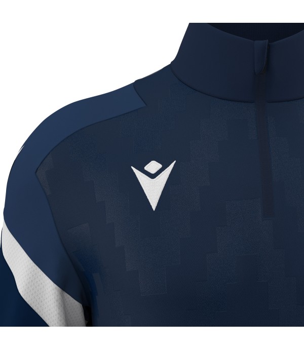 HOLLOW 1/4 ZIP TOP NAV/WHT