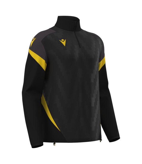 HOLLOW 1/4 ZIP TOP BLK/YEL