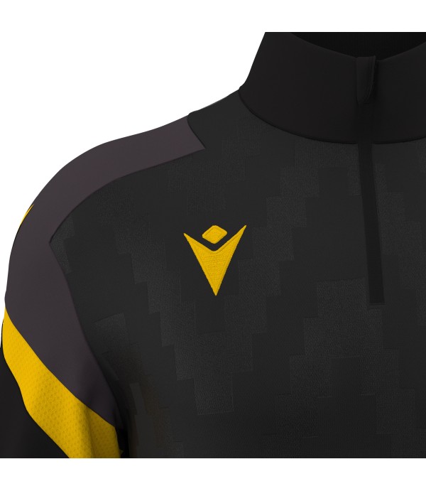 HOLLOW 1/4 ZIP TOP BLK/YEL