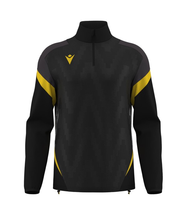 HOLLOW 1/4 ZIP TOP BLK/YEL