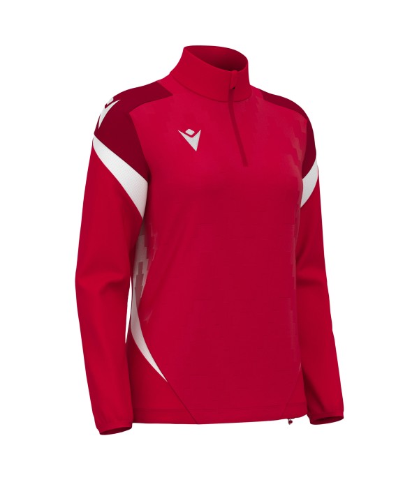LEONA 1/4 ZIP WMN TOP RED/WHT