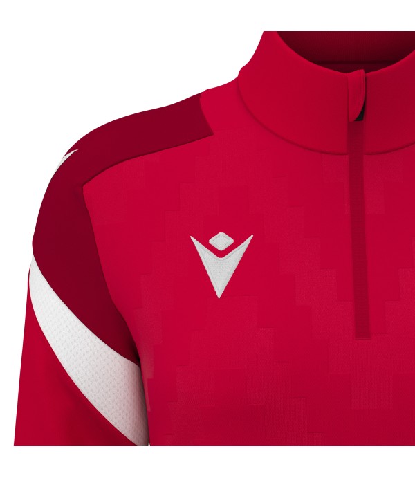 LEONA 1/4 ZIP WMN TOP RED/WHT