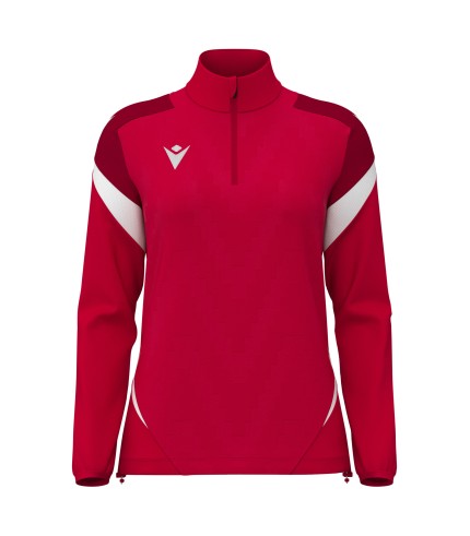 LEONA 1/4 ZIP WMN TOP RED/WHT