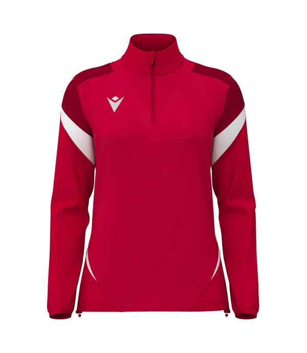 LEONA 1/4 ZIP WMN TOP RED/WHT