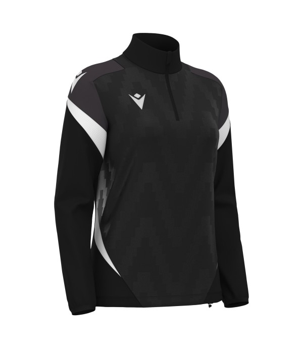 LEONA 1/4 ZIP WMN TOP BLK/WHT