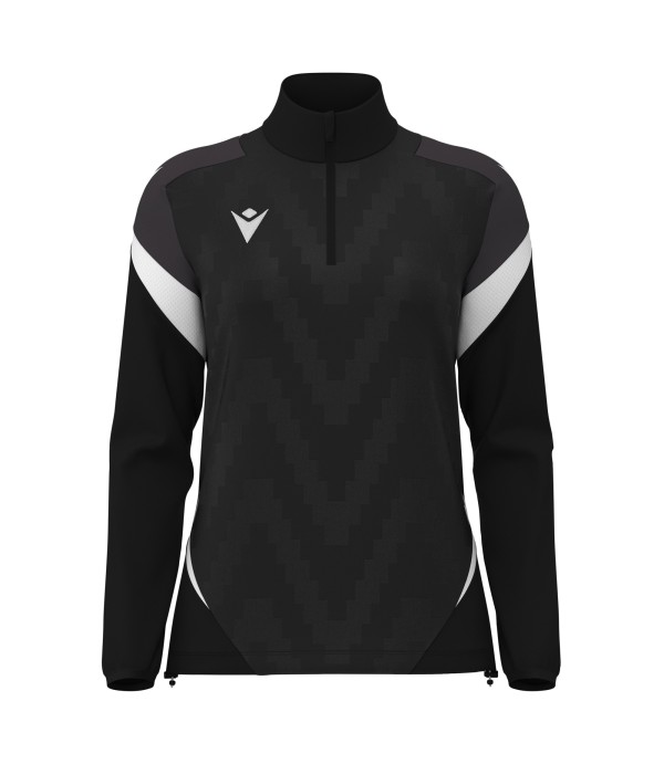 LEONA 1/4 ZIP WMN TOP BLK/WHT