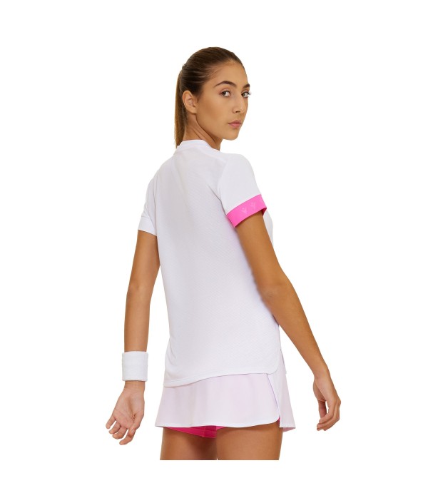 PADEL PRIME CC LIVIA KOREAN NECK POLO WOMAN WHT